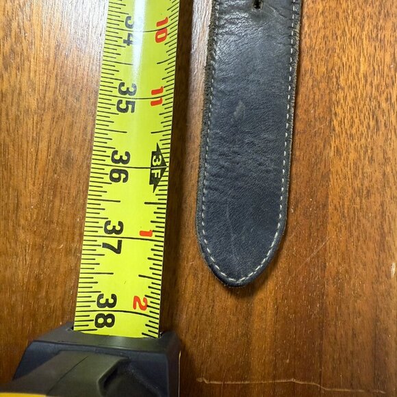 Vintage Hippy Black Belt, Brass Tone Buckle, Unisex - Picture 4 of 7